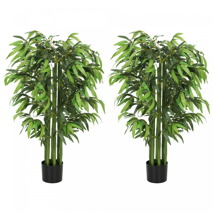 HOMCOM 4.6FT Artificial Bamboo Tree, Fake Plant Set of 2 for Home Decor