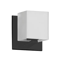 Dainolite Verona 1 Light Wall Sconce Matte Black White Glass Lamp