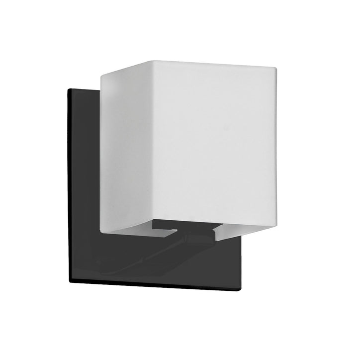 Dainolite Verona 1 Light Wall Sconce Matte Black White Glass Lamp