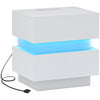 HOMCOM Modern Nightstand with Charging Station and LED Light for Bedroom