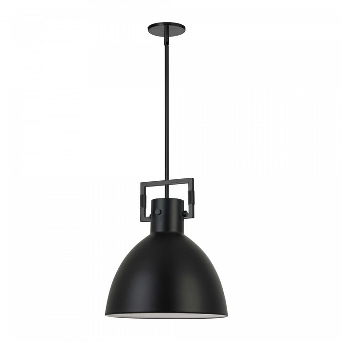 Dainolite Liberty 1 Light Pendant Matte Black Finish Matte Black Metal Shade Lamp