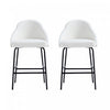 Gracie Modern Metal Upholstered Counter Stool in White and Black - Set of 2 | Tabouret de comptoir moderne en metal et tissu Gracie, blanc et noir - Lot de 2