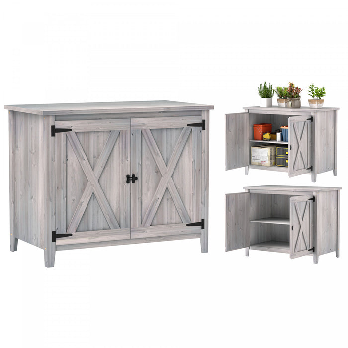 Outsunny Wood Outdoor Storage Cabinet Potting Shed With Shelf