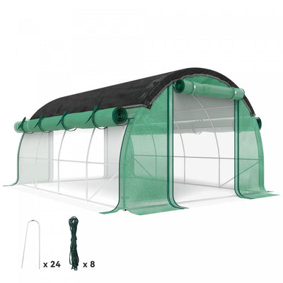 Outsunny Walk-in Tunnel Greenhouse Plant Hot House with Sunshade Net, Green