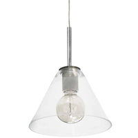 Dainolite Roswell 1 Light Pendant Large Satin Chrome Clear Glass Lamp