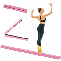 Soozier 7FT Folding Balance Beam, Gymnastics Beam with Suede Surface, Pink