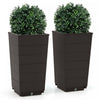 Costway 23" Tall Planter Set Of 2 For Indoor/ Outdoor Use Large Self-watering Plant Pot Brown