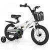 Costway 14\" Kid's Bike With Removable Training Wheels & Basket For 3-5 Years Old White