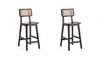 Versailles Industry Chic Cane Back Wood Counter Stool in Black and Natural - Set of 2
