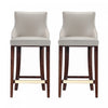 Shubert Modern Wood Upholstered Barstool in Light Gray - Set of 2 | Tabouret de bar moderne en bois Shubert avec revetement en tissu gris clair - Lot de 2