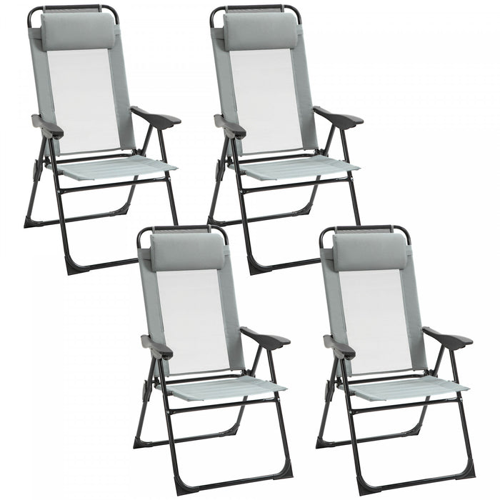 Outsunny Set Of 4 Camping Chairs,grey