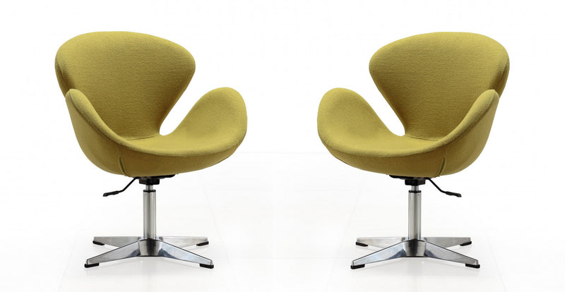 Raspberry Modern Upholstered Swivel Lounge Chair in Green - Set of 2 Accent Chair
