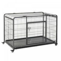 Pawhut Folding Heavy Duty Dog Crate Heavy Duty Cage For Extra Large Sized Dogs With Double Doors, Lo