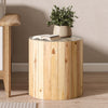 Liam Round Solid Wood End Table,Beige Brown  | Liam Table d'Appoint Ronde en Bois Massif, Brun Beige