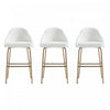 Gracie Modern Metal Upholstered Barstool in White and Gold - Set of 3 | Tabouret de bar moderne en metal Gracie, rembourre, blanc et or - Lot de 3