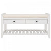 Stephanie Pine Wood Shoe Rack Bench With Cushioned Seat With Storage Drawers - White