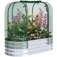 Outsunny Galvanized Raised Garden Bed With Crop Cage, Metal Planter Box