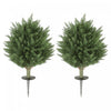HOMCOM 24\" Artificial Cypress Trees with Ground Stake, Set of 2, Green