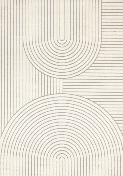 Forte White Grey Curved Arches Indoor Area Rug - 4'7" x 6'7"|Carpette Forte blanche et grise à motif d’arches courbées pour l’intérieur - 4 pi 7 po x 6 pi 7 po