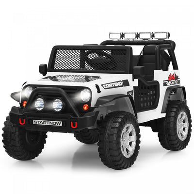 Costway 12v Kids Ride On Truck Remote Control Electric Car W/lights&music White