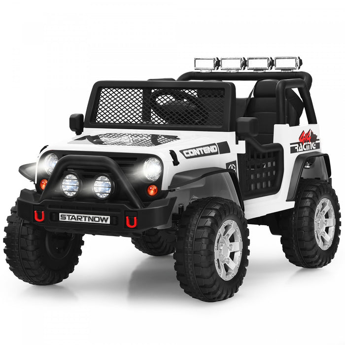 Costway 12v Kids Ride On Truck Remote Control Electric Car W/lights&music White
