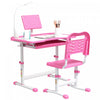 Qaba Kids Desk And Chair Set Height Adjustable Student Writing Desk Children School Study Table With Tilt Desktop, Led Lamp, Pen Box, Drawer, Reading Board, Cupholder, Pink