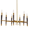 Dainolite Langford 8 Light Horizontal Chandelier Vintage Bronze Finish Black Shade Lamp|Lustre horizontal Langford de Dainolite avec abat-jour noir, fini bronze rétro et 8 ampoules