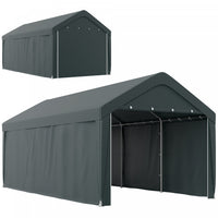 Outsunny Carport, 10 X 20 Ft Car Shelter With 2 Roll-up Doors, Dark Grey