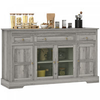 HOMCOM Sideboard Buffet Cabinet, Coffee Bar Cabinet, Weathered Grey Oak