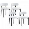 HOMCOM Dining Chairs Set of 4 Kitchen Chairs with Steel Legs, Cream White
