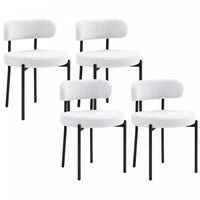 HOMCOM Dining Chairs Set of 4 Kitchen Chairs with Steel Legs, Cream White
