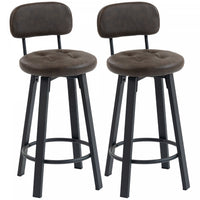 HOMCOM Bar Stools Set of 2, Swivel Counter Height Barstools Brown