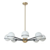 Dainolite Sofia 8 Light Chandelier Matte Black/Aged Brass White Opal Glass Lamp|Lustre Sofia de Dainolite en verre blanc opale, avec fini noir mat et laiton vieilli, et 8 ampoules