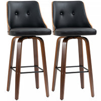HOMCOM Bar Height Bar Stools Set of 2 PU Leather Swivel Barstools
