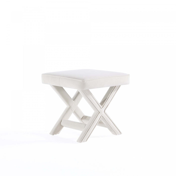 Abigail Mid-Century Modern Upholstered Velvet Accent Bench in Cream