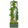 Outsunny Galvanized Raised Garden Bed With 4-tier Trellis Tomato Cage Green|Outsunny Lit De Jardin Sureleve Galvanise Avec 4-tier Treillis Tomate