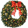 HOMCOM 48 Inch Pre-Lit Christmas Wreath, Artificial Xmas Wreath, Green