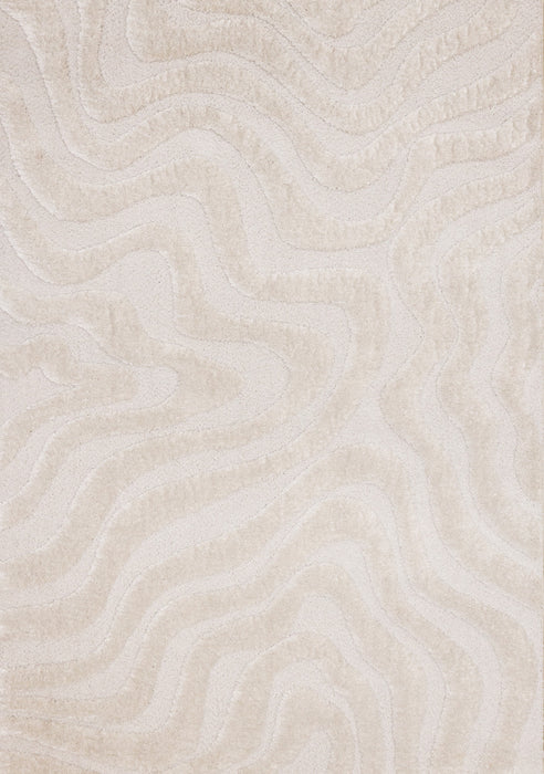 Lincoln Modern Luxurious Plush White Curves Area Rug - 7'10\" x 11'2\"