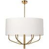 Dainolite Eleanor 6 Light Pendant Aged Brass White Shade Lamp|Luminaire suspendu Eleanor de Dainolite avec abat-jour blanc, fini laiton vieilli et 6 ampoules