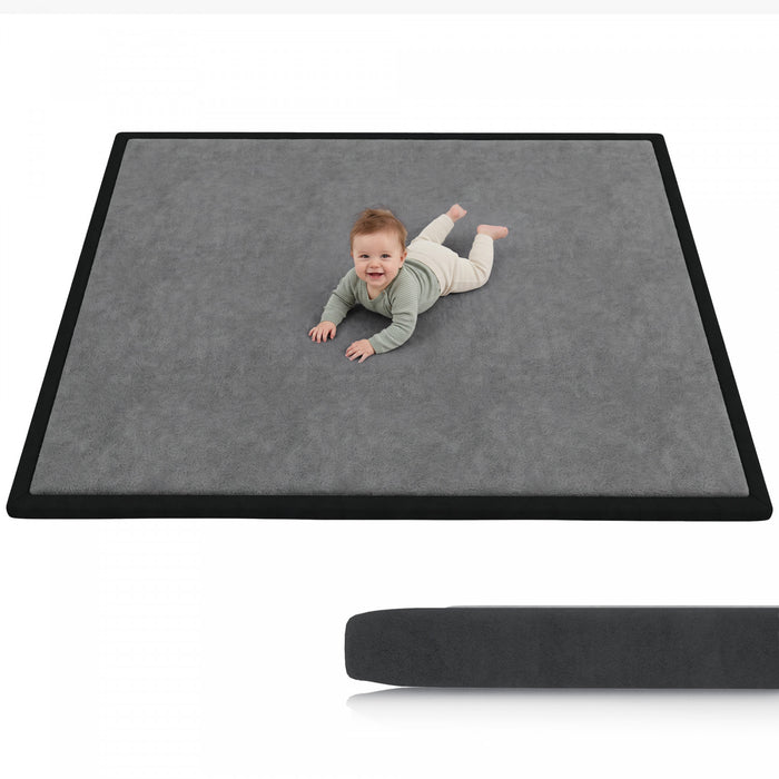 Qaba Baby Play Mat for Floor, 1.2\" Thick, 71\" x 59\" Extra Large Tummy Time Mat, Water-Resistant, Non-Slip Backing Safe for Crawling Playing, Dark Grey