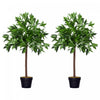 Outsunny 3FT Artificial Laurel Tree Set of 2, Lifelike Potted Fake Plant