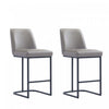 Serena Modern Metal Upholstered Counter Stool in Taupe - Set of 2 Bar Stool