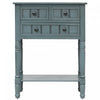 Olivia Solid Wood Console Table With Drawers And Bottom Shelf - Blue | Table Console Olivia En Bois Massif Avec Tiroirs Et Etagere Inferieure - Bleu