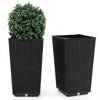 Costway 23\" Tall Planters Set Of 2 Rattan Wicker Plant Pot Self-watering Tree Pot Black