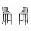 Fifth Avenue Traditional Wood Upholstered Barstool in Light Gray - Set of 2 | Tabouret de bar traditionnel en bois avec assise rembourree Fifth Avenue, gris clair – Lot de 2