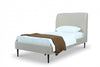 Heather Mid-Century Modern Velvet Upholstered Twin Bed in Cream and Black | Lit jumeau Heather style milieu du siecle moderne, tapisse de velours creme et noir