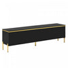Croma 67 Inch Modern High-Gloss TV Stand with Cable Management and Gold Trim, Black