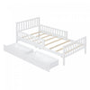 Emma Wood Platform Bed with Guardrails and Storage Drawers,Twin Size - White | Emma – Lit Plateforme en Bois avec Barrieres de Protection et Tiroirs de Rangement, Format Simple - Blanc