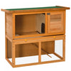 Pawhut Wooden Rabbit Hutch, 2-level Bunny Cage Small Animal House With Run, Tray For Outdoor, Backya|Pawhut Clapier En Bois Pour Petits Animaux Cage A 2 Niveaux Avec Cour Arriere