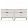 Rockefeller Mid-Century Modern 35" Dresser in Off White (3-Drawer) - Set of 2 | Commode Rockefeller Mid-Century Modern 89 cm en blanc casse (3 tiroirs) – Lot de 2